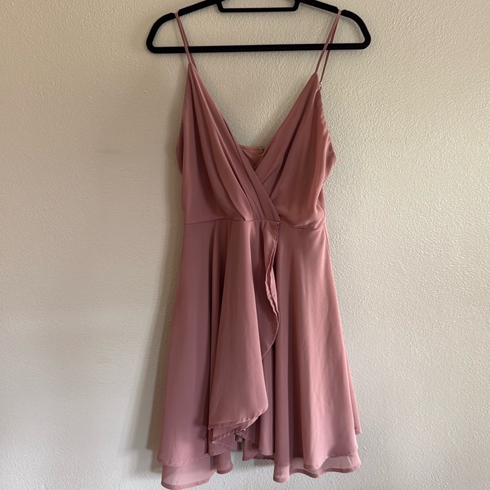 Windsor Chiffon Flow Skater Dress Sizs L Mauve Pink Flowy Wedding Guest dress
